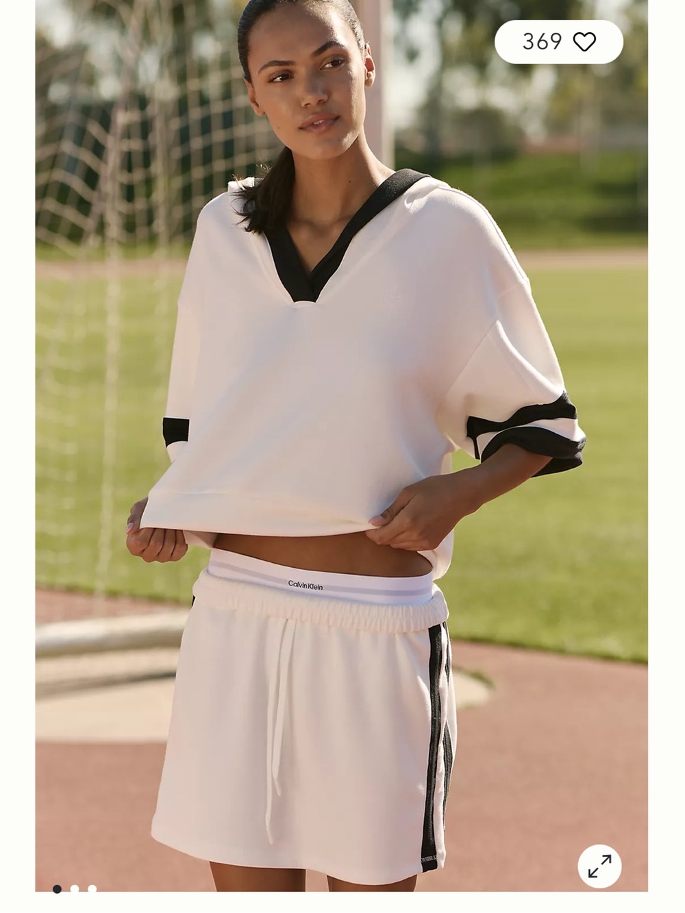 Anthropologie White Mini Skirt with Black Side Stripes
